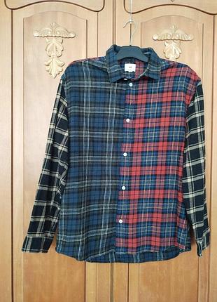Фланелевая оверсайз рубашка в клетку h&amp;m relaxed fit (печворк /petchwork) размер m / l