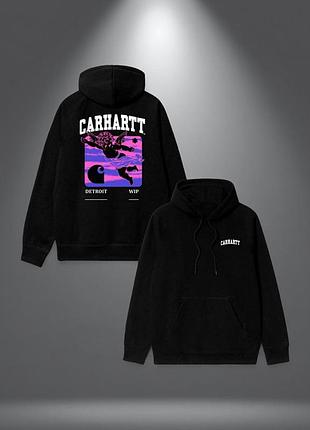 Мужское худи carhartt logo унисекс кофта толстовка лонгслив кархарт черный xxl