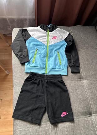 Куртка дитяча nike спортивна вітрівка біла, блакитна, чорна (розмір 104-110) з шортами