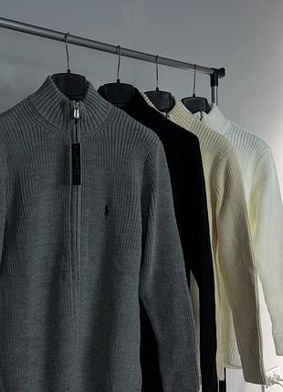 Чоловічий кардиган polo ralph lauren на блискавці, бавовна, сірий, чорний, молочний, білий