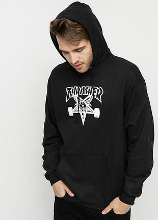 Чоловіче худі thrasher чорний толстовка з капюшоном трешер унісекс кофта xs