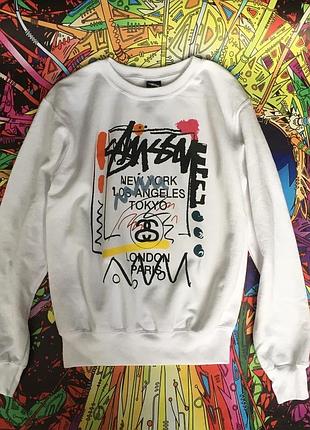 Свитшот белый stussy • стусси кофта белая xxl
