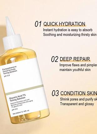 Тонік для обличчя glycolic acid 7% toning solution 100 мл 3