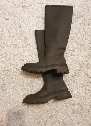 Сапоги высокие кожзам zara