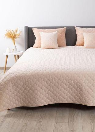 Покривало теп "velour" 180*240 см 1шт (персиковий/ромб круглий)