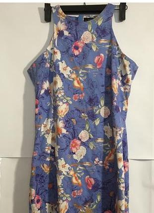Платье zara с цветочным принтом halter neck / английская пройма из коттона