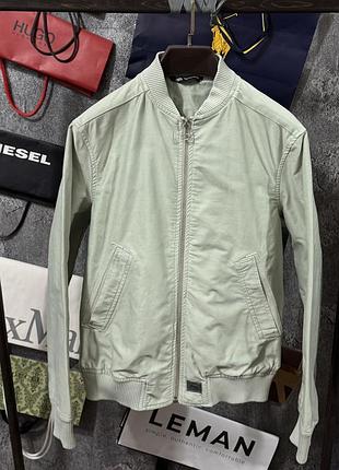 Куртка чоловіча бомбер zara man zip jacket салатовий s m