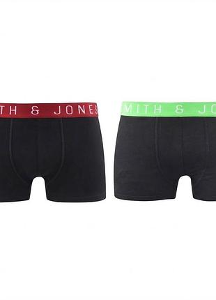 Набір чоловічих трусів боксерів smith & jones underwear  boxer shorts 2 шт в наборі, розмір m, чорний