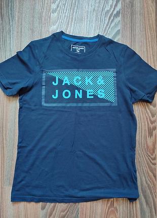 Футболка чоловіча jack & jones синя з принтом