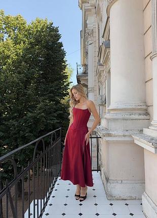 Корсетна сукня міді сатинова s m l