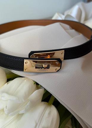 Ремінь hermes жіночий шкіряний чорний