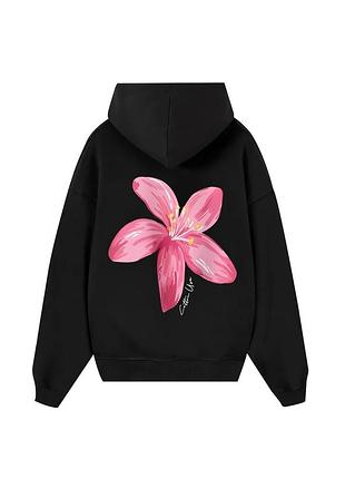 Худи loys толстовка с принтом floral pink flower hoodie, черный s