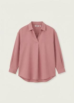 Рожева блуза від uniqlo v-подібним вирізом і вільним кроєм район