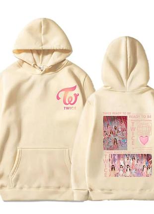 Худі loys унісекс з принтом twice, бежевий xs