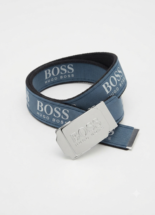 Текстильный ремень boss hugo boss (синий, с автоматической пряжкой)