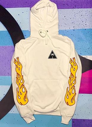 Толстовка белая palm angels fire • худи палм анжелс xl