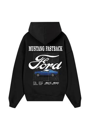 Худи loys толстовка с принтом ford mustang fastback hoodie, черный xl