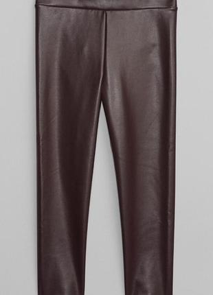 Термолегінси calzedonia з ефектом шкіри для дівчинки — бордові