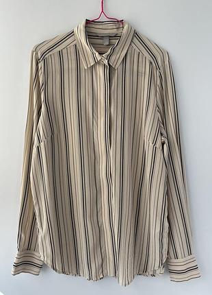 Жіноча шовкова сорочка h&m premium quality в смужку (100% шовк)
