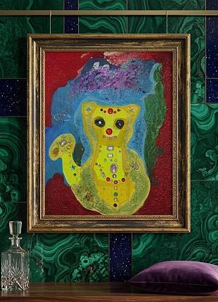 Картина "зоряний кіт" акрил, полотно 50x40 см