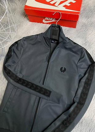 Стильная лобчатая олимпийка из свежих коллекций на лампасах серого цвета fred perry s size черная синяя зеленая кофта