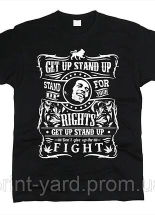 Футболка чорна loys music bob marley fight