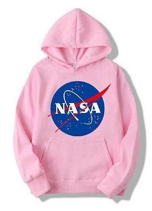 Толстовка розовая nasa logo | худи насса | кенгуру наса l