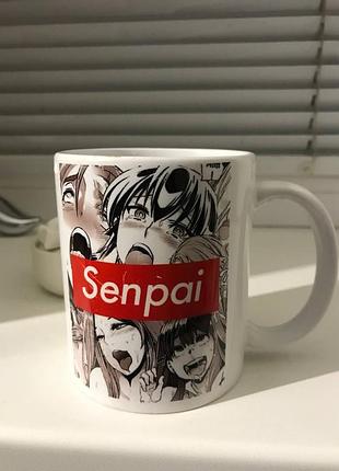 Чашка з аніме принтом «senpai», 300 мл, кераміка