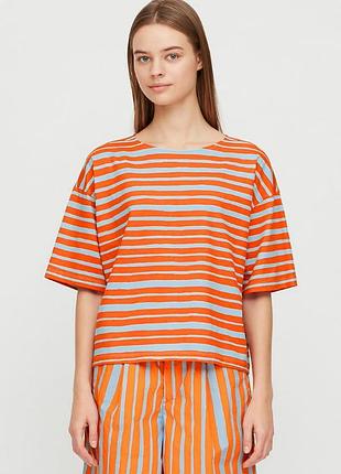 Коттоновая футболка в полоску коллаборация uniqlo x marimekko