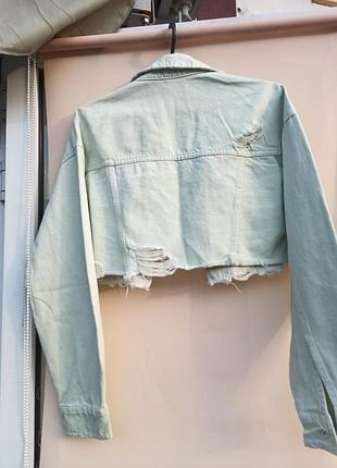 Джинсова укорочена куртка zara 2