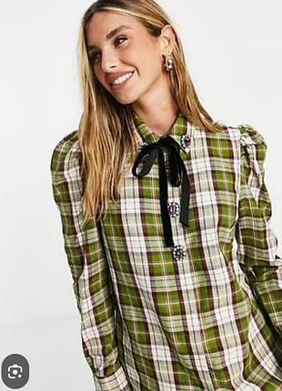 Нарядная рубашка -блуза в клетку river island, размер xs-s (стан новой)