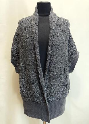 Maxmara studio теплий кардиган-накидка букле з люрексом