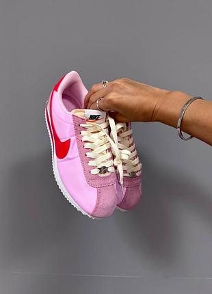 Кроссовки nike cortez pink / red swoosh