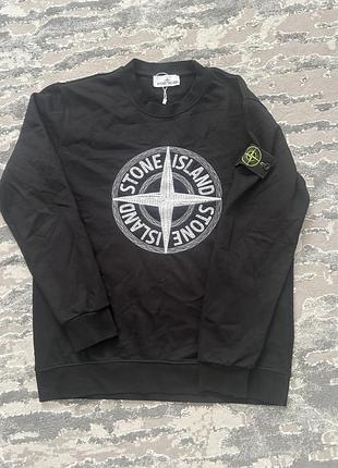 Чоловічий світшот stone island чорний з логотипом