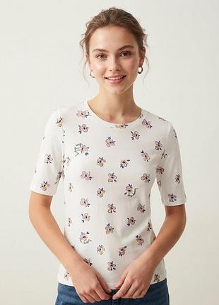 Футболка базовая классическая белая с цветочным принтом m&amp;s collection 36 s 8