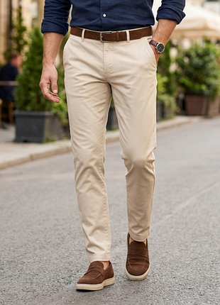 Мужские брюки чинос autograph (m&amp;s) slim fit р. 38/33 бежевые
