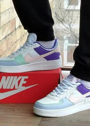 Кроссовки nike force белые женские кожаные форсы разноцветные найк (размеры: 36,37,38,39,40,41) - 22