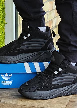 Зимние высокие кроссовки adidas 700 черные с мехом мужские ботинки адидас (размеры: 41,42,44,45,46) - 90-1