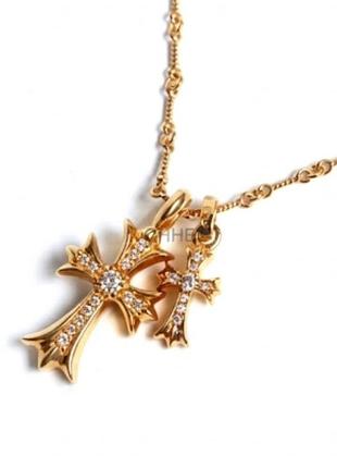 Колье chrome hearts double cross rose gold люкс качество