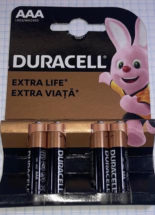 Батарейка lr03 aaa комплект 4шт щелочная 1.5v минипальчик duracell basic alkaline