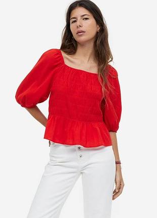 Бавовняний червоний топ блуза блузка h&m l 40 12