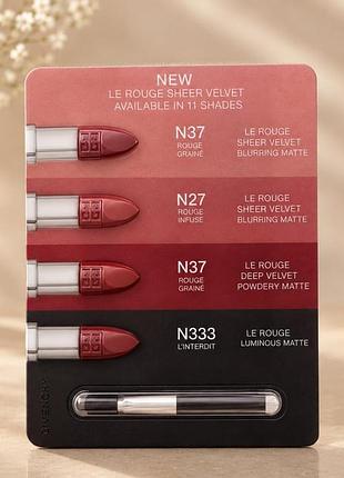 Пробник помада для губ givenchy le rouge sheer velvet lipstick + le rouge deep velvet + le rouge