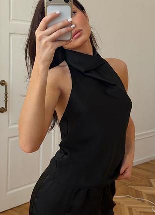 Жіночий топ атласний чорний