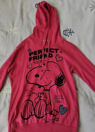 Джемпер жіночий з капюшоном snoopy, рожевий, бавовна