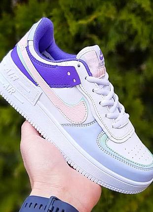 Кроссовки nike force белые женские кожаные форсы разноцветные найк shadow (размеры: 36,37,38,39,40,41) - 22