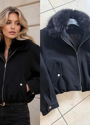 Жіноча весняна куртка бомбер з хутряним коміром zara розмір s m l