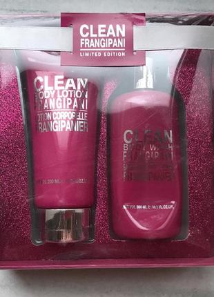 Гель для душу і лосьйон elle basic набір clean frangipani