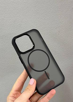Чохол matte magsafe iphone 14 pro,чохол матовий прозорий з магсейфом для телефону айфон 14 про (чорний)