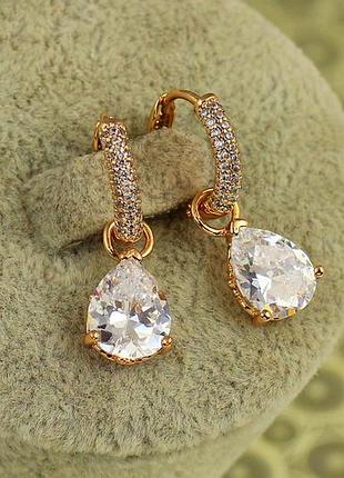 Серьги подвески xuping jewelry со съемной белой каплей 2,5 см золотистые