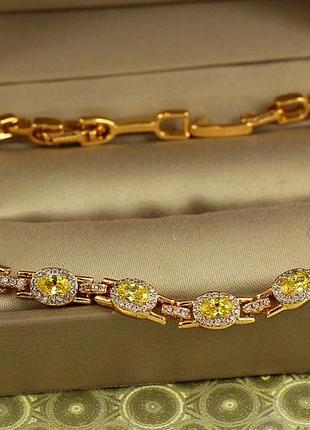 Браслет xuping jewelry мозаика с желтыми камнями 19 см 6 мм золотистый
